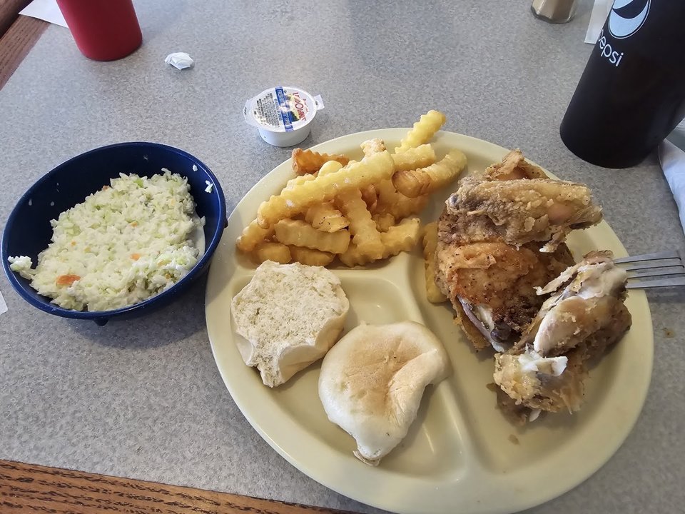 Comfort food plates served in a cozy dining space.