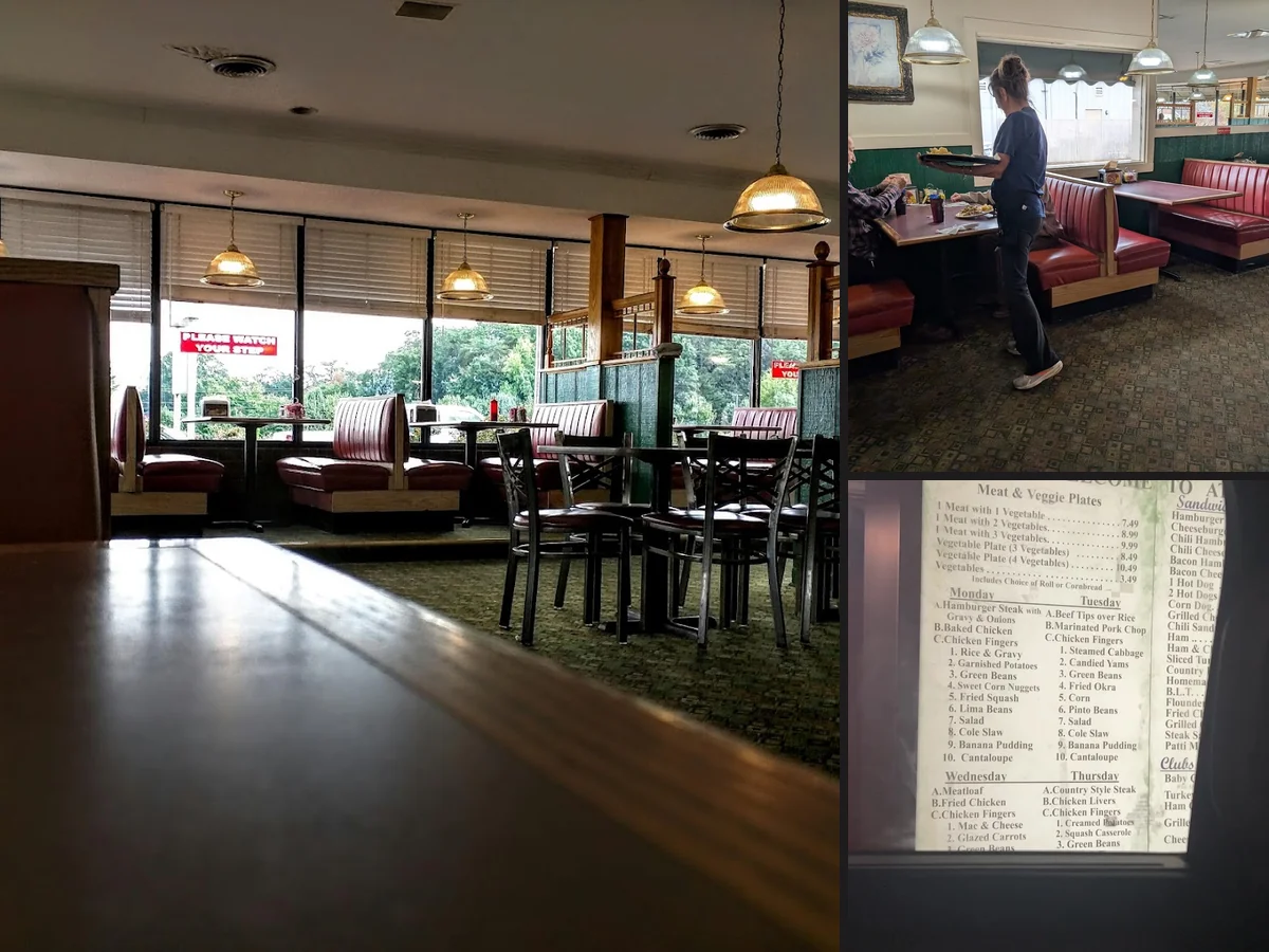 Breakfast, lunch, and dinner served in a casual setting.