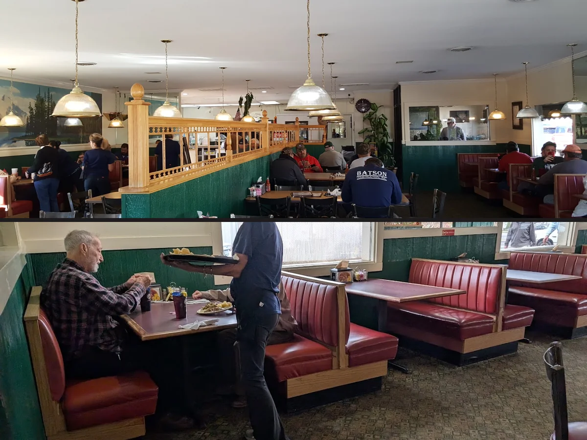 Comfort food plates served in a cozy dining space.